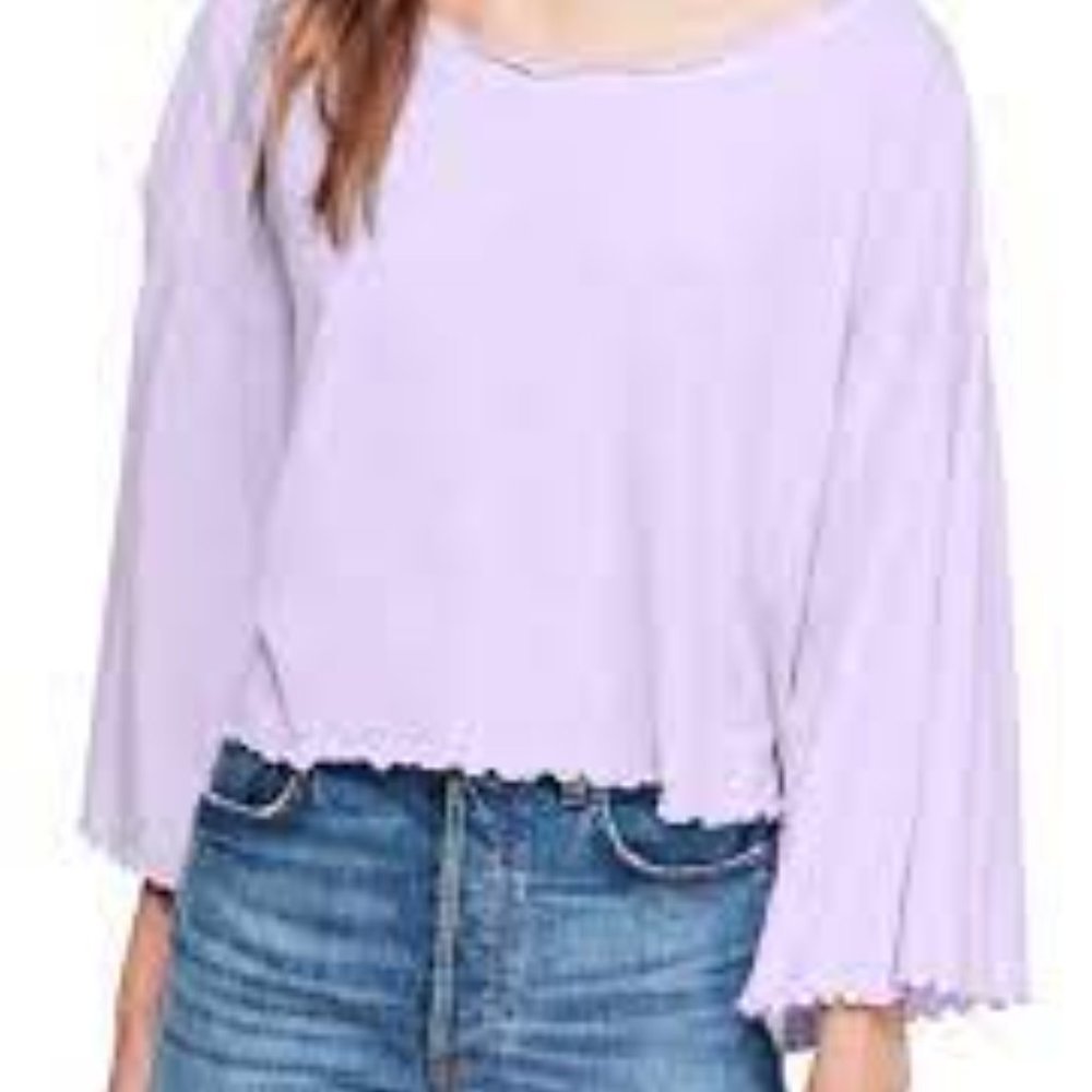 Free People We the Free Bird Gang Lilac Crop Tee XS